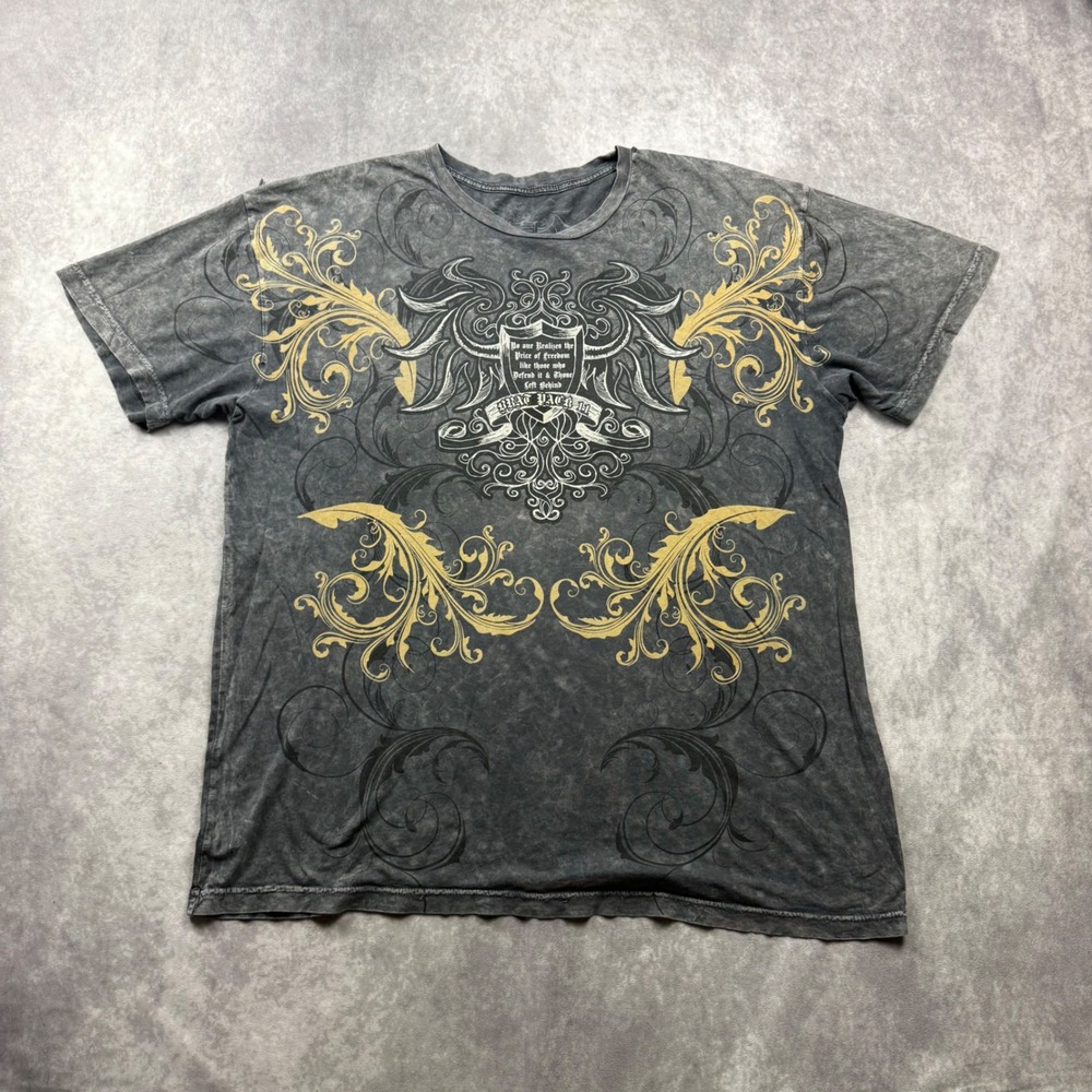 Black Pack 11 Mens XL Graphic T-Shirt Gray Mineral Wash Y2K Distressed Foil Tee